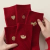 Sock stall offers one-piece delivery service for men's zodiac year of the Horse red socks, cotton socks, big red socks, autumn and winter New Year socks, embroidered golden horse wedding dark red long socks Application Scenario